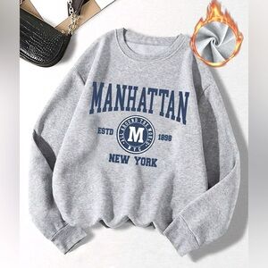 SHEIN Womens Manhattan NYC Sweatshirt Pullover Gray Size 2XL | Fleece University